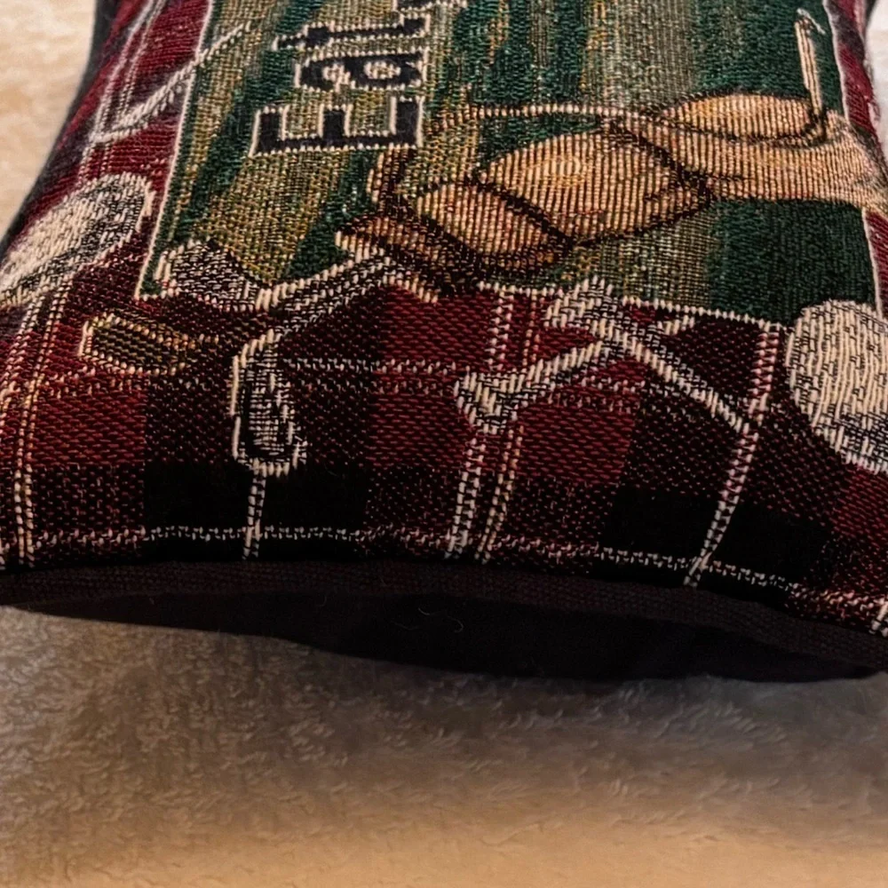 Plaid Golf Themed Decorative Pillow”Eat,Sleep & Golf”